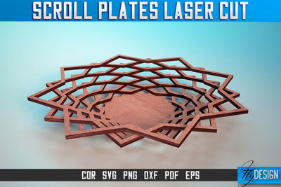 Scroll Plates Laser Cut SVG | Home Laser Cut SVG Design | CNC Files SVG Fly Design 