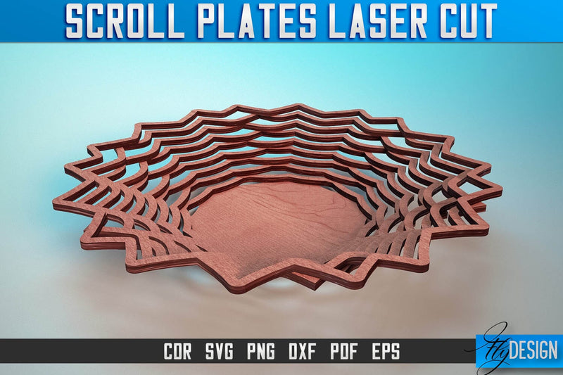 Scroll Plates Laser Cut SVG | Home Laser Cut SVG Design | CNC Files SVG Fly Design 