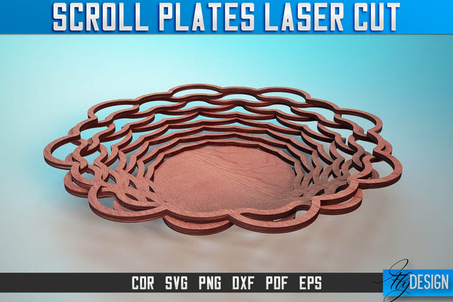Scroll Plates Laser Cut SVG | Home Laser Cut SVG Design | CNC Files SVG Fly Design 
