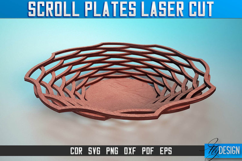 Scroll Plates Laser Cut SVG | Home Laser Cut SVG Design | CNC Files SVG Fly Design 