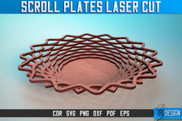 Scroll Plates Laser Cut SVG | Home Laser Cut SVG Design | CNC Files SVG Fly Design 
