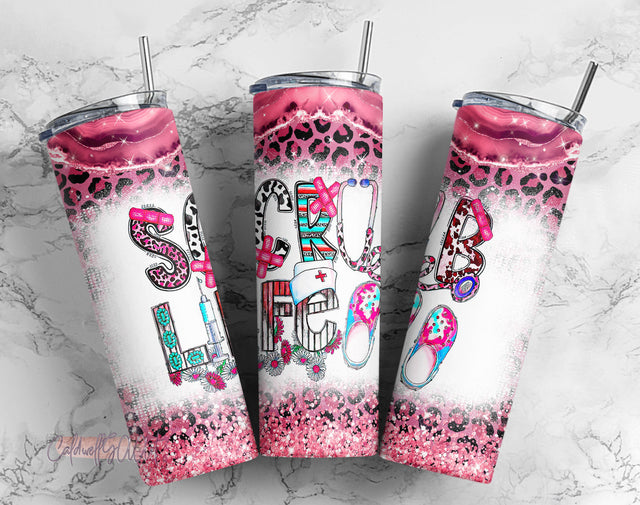 Scrub Life Tumbler Png Sublimation Design, 20oz Skinny Tumbler Png, Floral Nurse Tumbler Png, Western Nurse Tumbler Png, Digital Download Sublimation CaldwellArt 