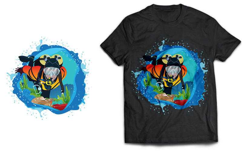 Scuba Diver Underwater SVG T-Shirt Design SVG naemmiah021 