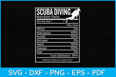 Scuba Diving Funny Nutrition Facts Svg Cutting File SVG artprintfile 