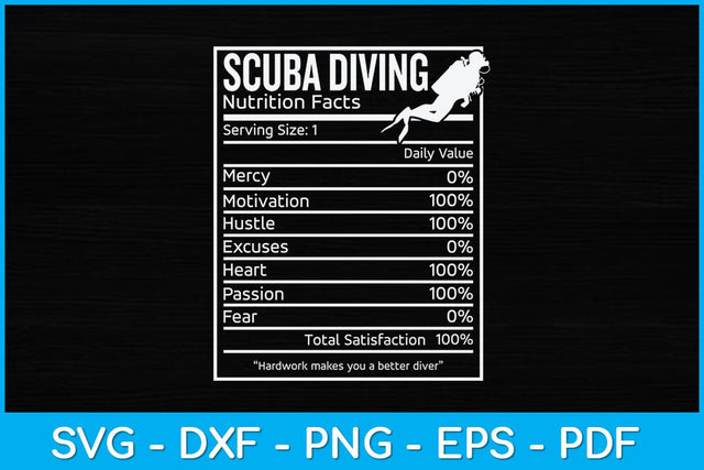 Scuba Diving Funny Nutrition Facts Svg Cutting File SVG artprintfile 