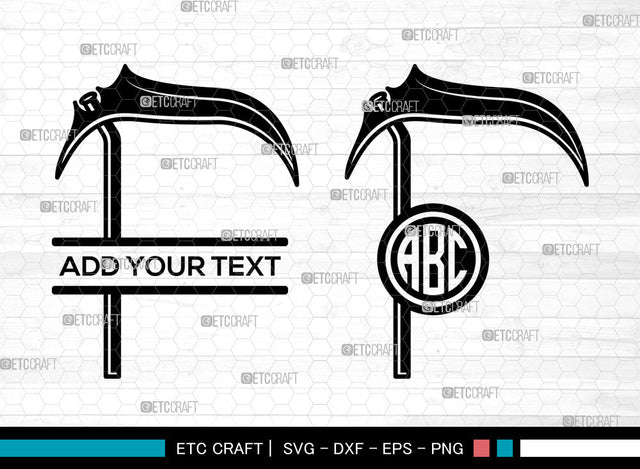 Scythe Monogram SVG, Scythe Outline Svg, Death Svg, Grim Reaper Svg, Split Monogram Svg SVG ETC Craft 
