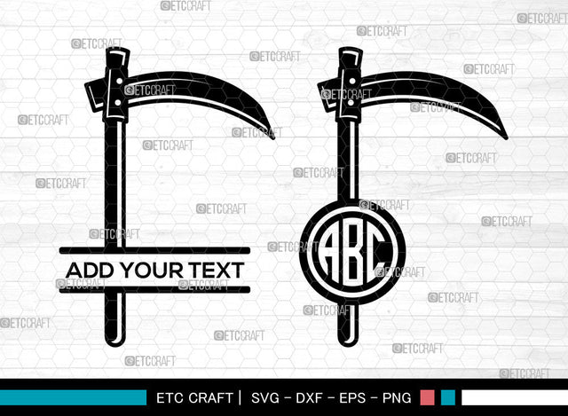 Scythe Monogram SVG, Scythe Outline Svg, Death Svg, Grim Reaper Svg, Split Monogram Svg SVG ETC Craft 