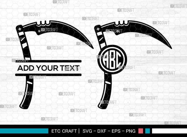 Scythe Monogram SVG, Scythe Outline Svg, Death Svg, Grim Reaper Svg, Split Monogram Svg SVG ETC Craft 