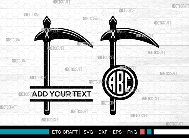 Scythe Monogram SVG, Scythe Outline Svg, Death Svg, Grim Reaper Svg, Split Monogram Svg SVG ETC Craft 