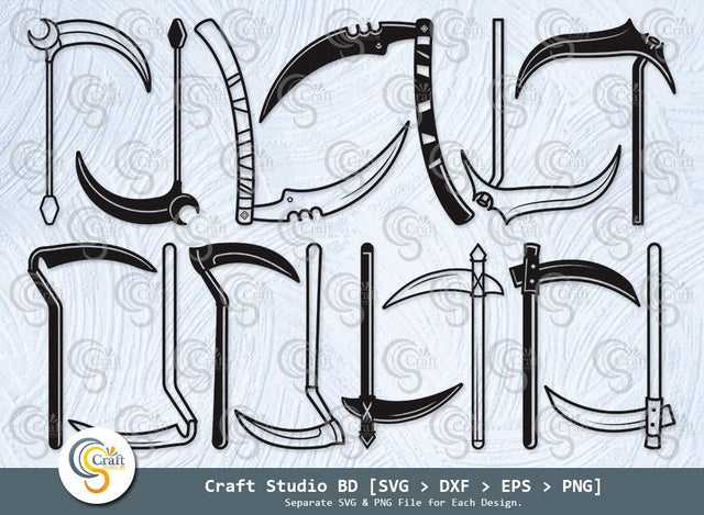 Scythe Silhouette, Scythe Outline Svg, Death Svg, Grim Reaper Svg, Scythe Svg Bundle SVG ETC Craft 