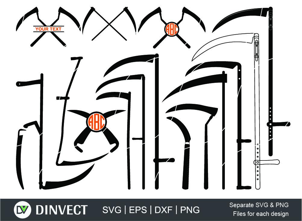 Scythe SVG, Scythe Design, Scythe Clipart, Scythe Silhouette, Scythe ...