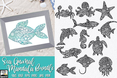 Sea Animal Mandala SVG Bundle - 12 Mandala Animals SVG Old Market 