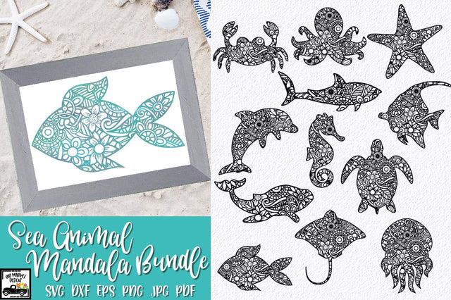 Sea Animal Mandala SVG Bundle - 12 Mandala Animals SVG Old Market 