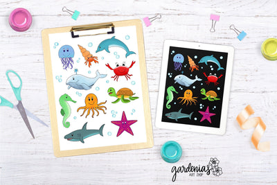 Sea Animal Stickers Sublimation Gardenias Art Shop 