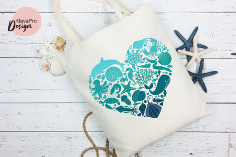 Sea animals sublimation. Heart-shaped silhouettes of marine life Sublimation Klava P 