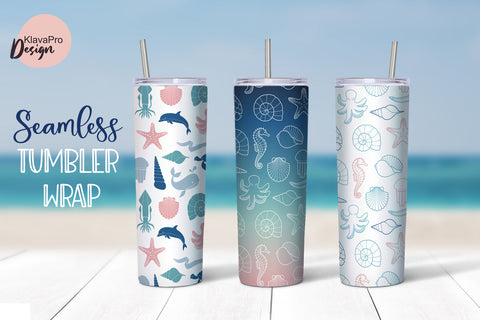 Sea animals Tumbler Sublimation, Seamless Design 20oz Sublimation Klava P 