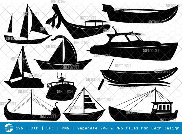 Sea Boats SVG Cut Files | Boat Silhouette | Ship Svg | Sail Boat Bundle SVG ETC Craft 