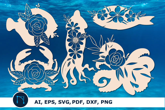 sea Fish paper cut Floral Mandala Bundle SVG MD JOYNAL ABDIN 