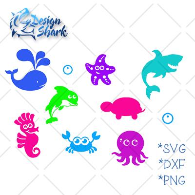Sea Life Set SVG Design Shark 