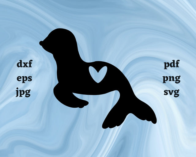 Sea Lion Heart SVG Cut File SVG Northern Light SVG 