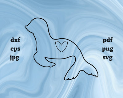 Sea Lion Heart SVG Cut File SVG Northern Light SVG 