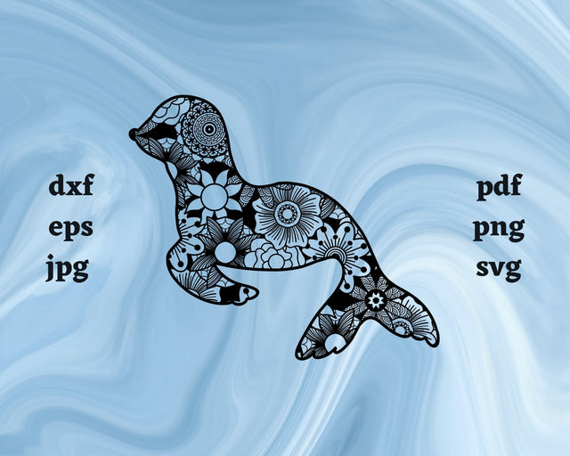 Sea Lion Mandala SVG Cut File SVG Northern Light SVG 