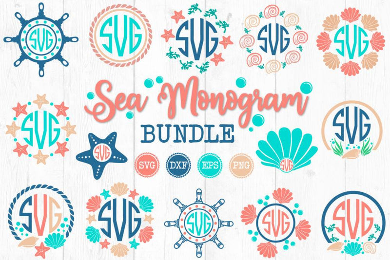 Sea Monogram Svg, Sea Shell Monogram Bundle, Monogram Bundle Svg SVG Craft Pixel Perfect 