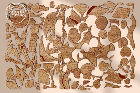 SEA PUZZLE Paint Cut Template for Kids, Educational Tools, Multilayer Laser Cut Files SVG LaserCutano 