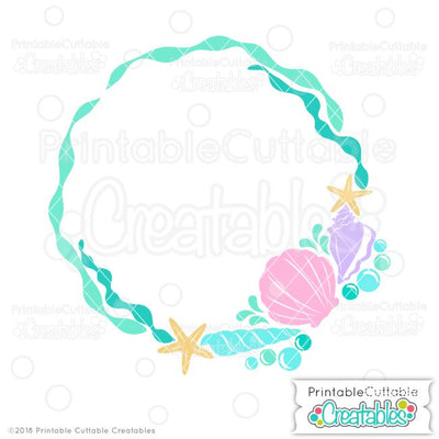 Sea Shell Monogram Frame SVG Printable Cuttable Creatables 
