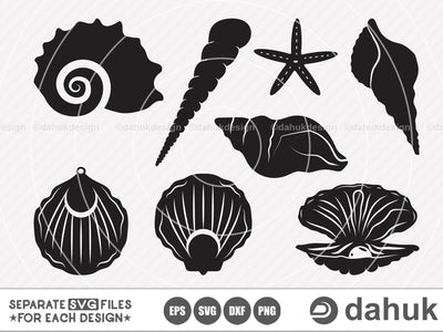 Sea Shell Pearl SVG, Mermaid Shell SVG, Seashell svg, Cut file, for silhouette, svg, eps, dxf, clipart, cricut design space, vinyl cut files SVG dahukdesign 