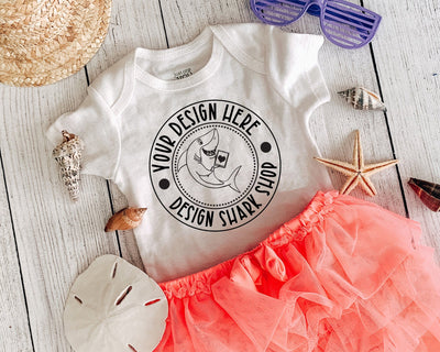 Sea Side Baby Girl Mock Up Mock Up Photo Design Shark 