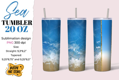 Sea Tumbler sublimation design. Summer tumbler wrap 20 oz Sublimation Yustaf Art Store 