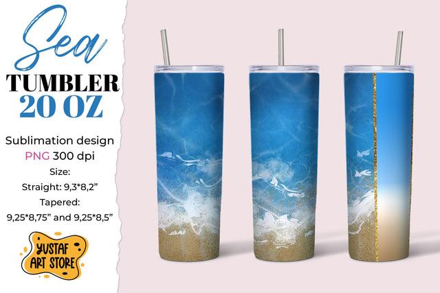 Sea Tumbler sublimation design. Summer tumbler wrap 20 oz Sublimation Yustaf Art Store 