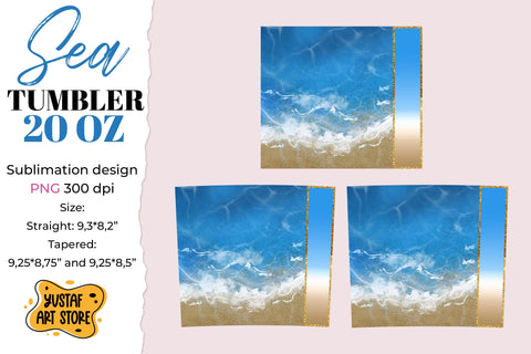 Sea Tumbler sublimation design. Summer tumbler wrap 20 oz Sublimation Yustaf Art Store 