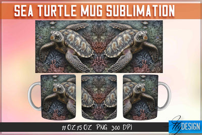 Sea Turtle 11 | 15 Oz Mug Sublimation Sublimation Fly Design 