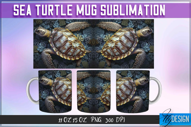Sea Turtle 11 | 15 Oz Mug Sublimation Sublimation Fly Design 