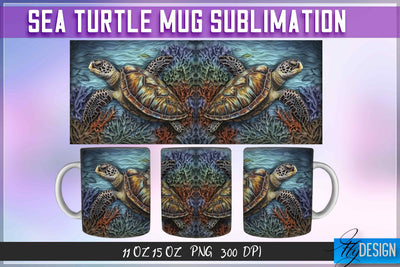 Sea Turtle 11 | 15 Oz Mug Sublimation Sublimation Fly Design 
