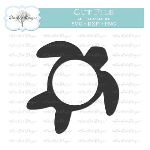 Sea Turtle Circle Monogram Frame SVG One Oak Designs 