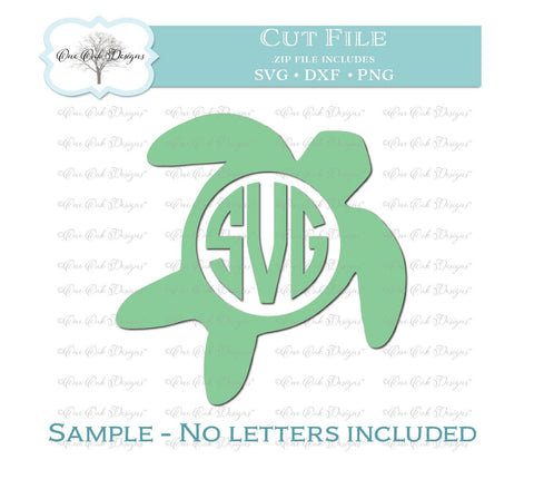 Sea Turtle Circle Monogram Frame SVG One Oak Designs 