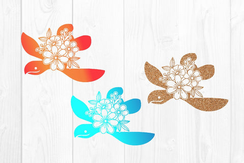 Sea Turtle Dolphin Angel Fish Seahorse whale Floral Mandala SVG dadan_pm 