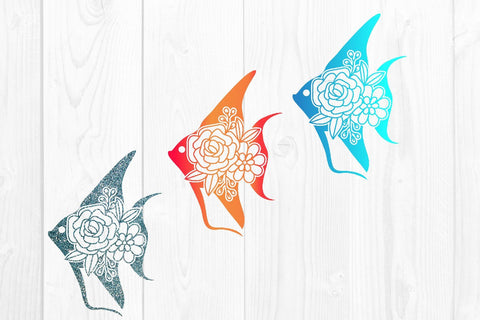 Sea Turtle Dolphin Angel Fish Seahorse whale Floral Mandala SVG dadan_pm 