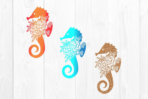 Sea Turtle Dolphin Angel Fish Seahorse whale Floral Mandala SVG dadan_pm 