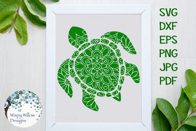 Sea Turtle Floral Mandala SVG Wispy Willow Designs 
