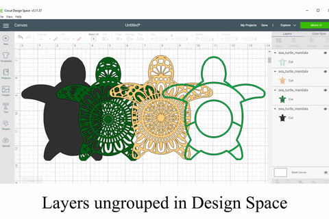 Sea Turtle Mandala Layered SVG SVG Digital Honeybee 