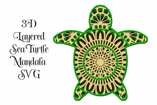 Sea Turtle Mandala Layered SVG SVG Digital Honeybee 