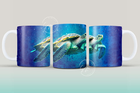 Sea Turtle Mug PNG, Beach Sublimation Mug, Turtle Mug Wrap, Sea Creatures Tumbler PNG, 11 & 15 Oz Coffee Mug Design, Cricut Sublimation Wrap Sublimation Syre Digital Creations 