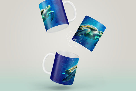 Sea Turtle Mug PNG, Beach Sublimation Mug, Turtle Mug Wrap, Sea Creatures Tumbler PNG, 11 & 15 Oz Coffee Mug Design, Cricut Sublimation Wrap Sublimation Syre Digital Creations 