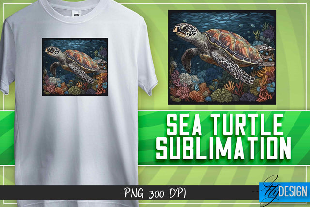 Sea Turtle Sublimation | T-Shirt Design Sublimation Fly Design 