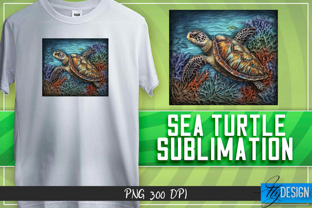 Sea Turtle Sublimation | T-Shirt Design Sublimation Fly Design 
