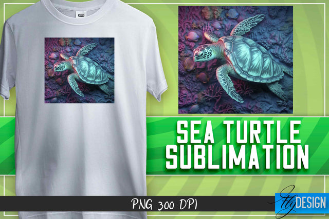 Sea Turtle Sublimation | T-Shirt Design Sublimation Fly Design 